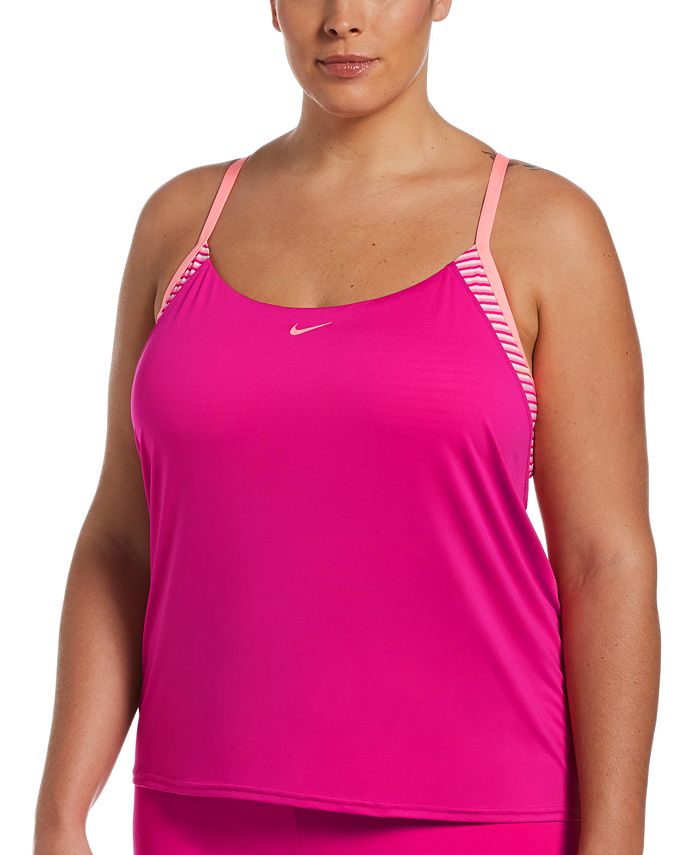 Nike Plus Size Micro Stripe Layered Tankini Top And Reviews Swimsuits
