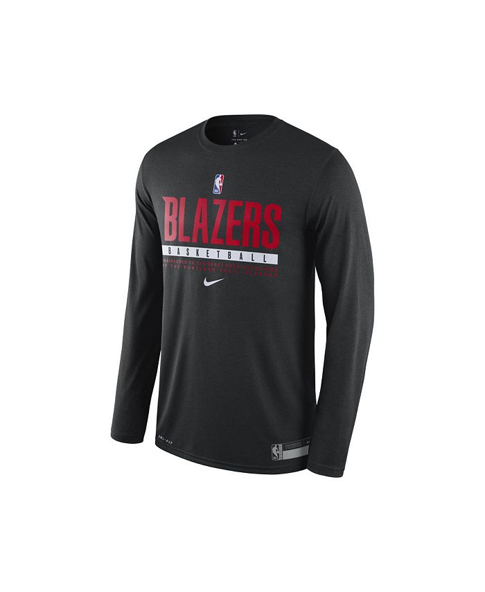 Nike Men's Portland Trail Blazers Dri-Fit Practice Long Sleeve T-Shirt - Black - L Each