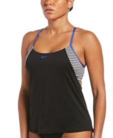 Micro-Stripe Layered Tankini Top