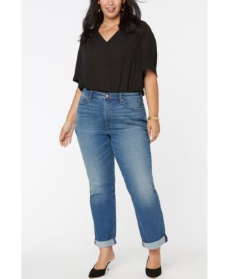 nydj relaxed straight leg cuff jeans