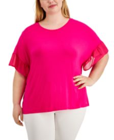 Plus Size Ruffle Sleeve Top