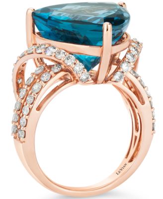 Deep Sea Blue Topaz (9 ct. t.w.) & Nude Diamonds (1-3/4 ct. t.w.) Ring in 14k Rose Gold