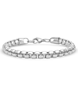 Men's Stainless Steel Thick Round Box Link Bracelet