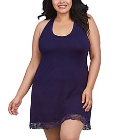 Plus Size Soft Knit Jersey Lingerie Chemise with Scoop Neckline