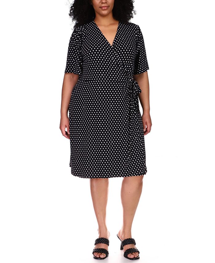 Michael Kors Plus Size Dot-Print Faux-Wrap Dress - Macy's