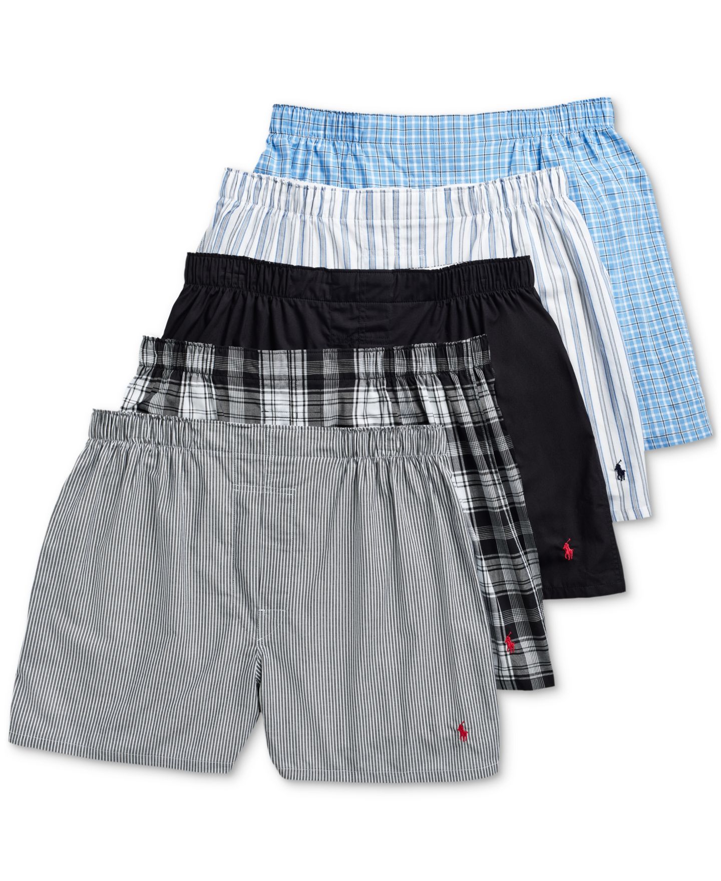 Трусы-боксеры для мужчин, тканый, 5 шт. — Polo Ralph Lauren, цвет: Чёрный — фото 1