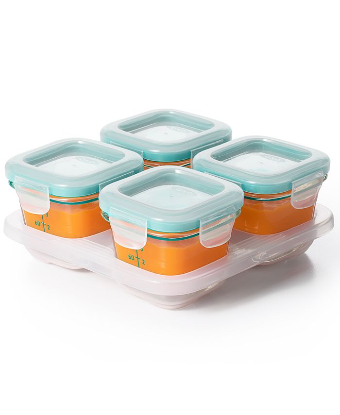 OXO Tot 4-Oz. Glass Baby Blocks Freezer Food Storage Container Set with  Tray - Macy's