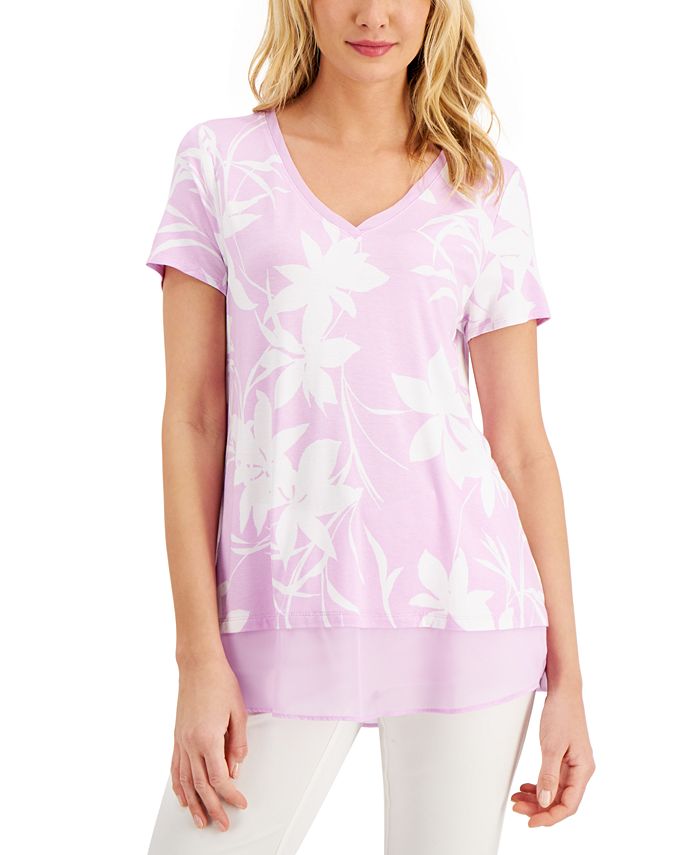 JM Collection Printed ShortSleeve Top, Created for Macy's & Reviews Tops Women Macy's