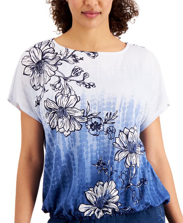 JM Collection Printed ShortSleeve Top, Created for Macy's & Reviews Tops Women Macy's