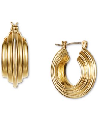 Charter Club Gold-Tone Multi-Row Tubular Hoop Earrings, Created for ...