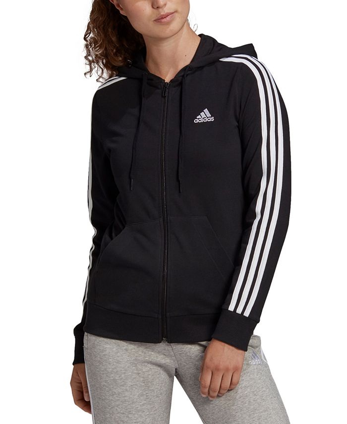 adidas Women's Essentials Full-Zip 3 Stripes Hoodie & Reviews ...