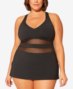 Blue by Rod Beattie Plus Size Cross-Back Swimdress Women's Swimsuit