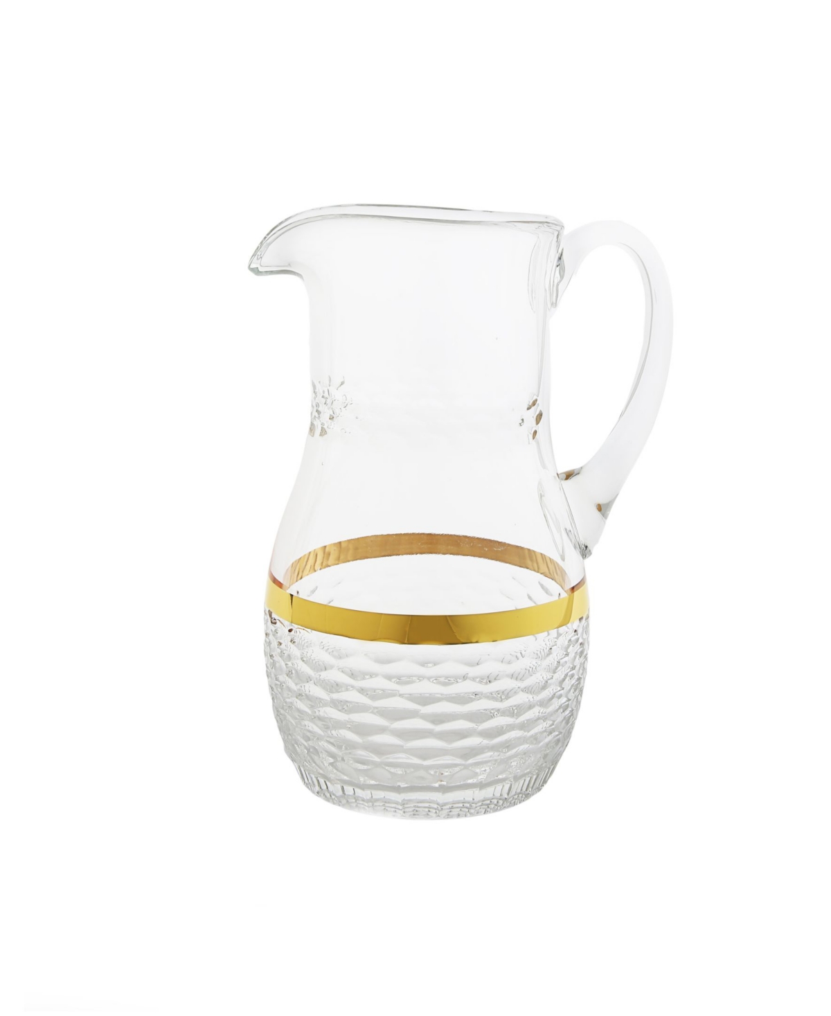 Classic Touch 64 Oz. Pitcher With Gold-tone Cut Crystal Design In Clear,gold-tone