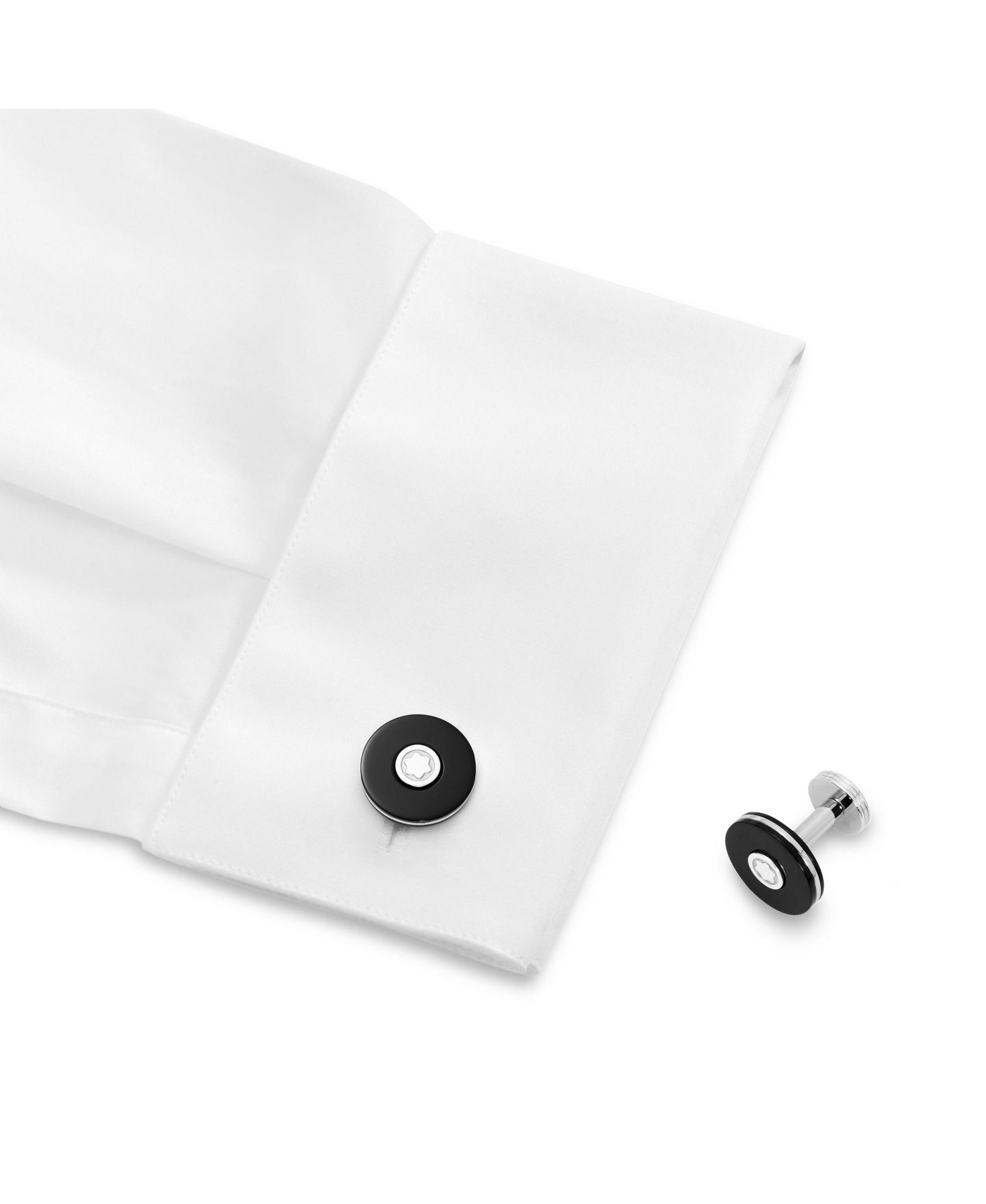 Мужские запонки Montblanc Pix Stainless Steel & Black Resin Cuff Links — фото 2