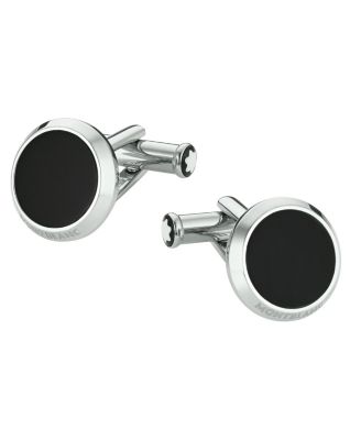 Meisterst&uuml;ck Men's Steel and Black Onyx Cufflinks 112896