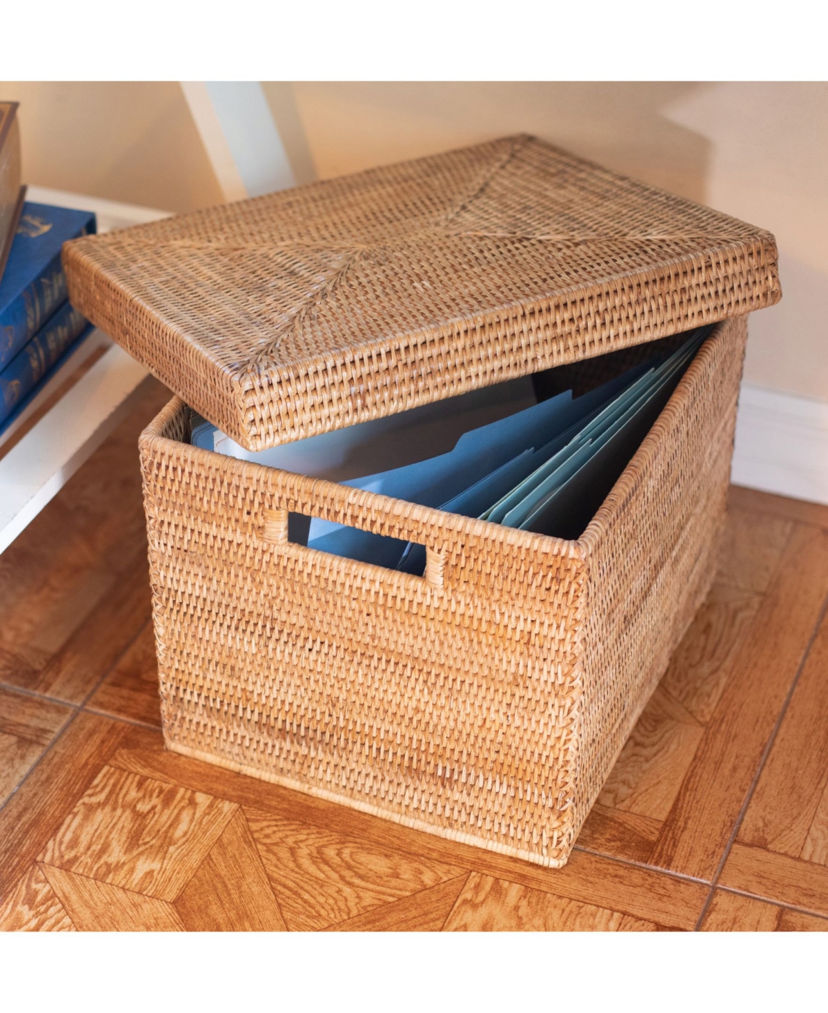Artifacts Trading Company Rattan Storage Box with Lid - Letter File
