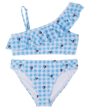 Tommy Hilfiger Big Girls One Shoulder Ruffle Two Piece Swimsuit Set