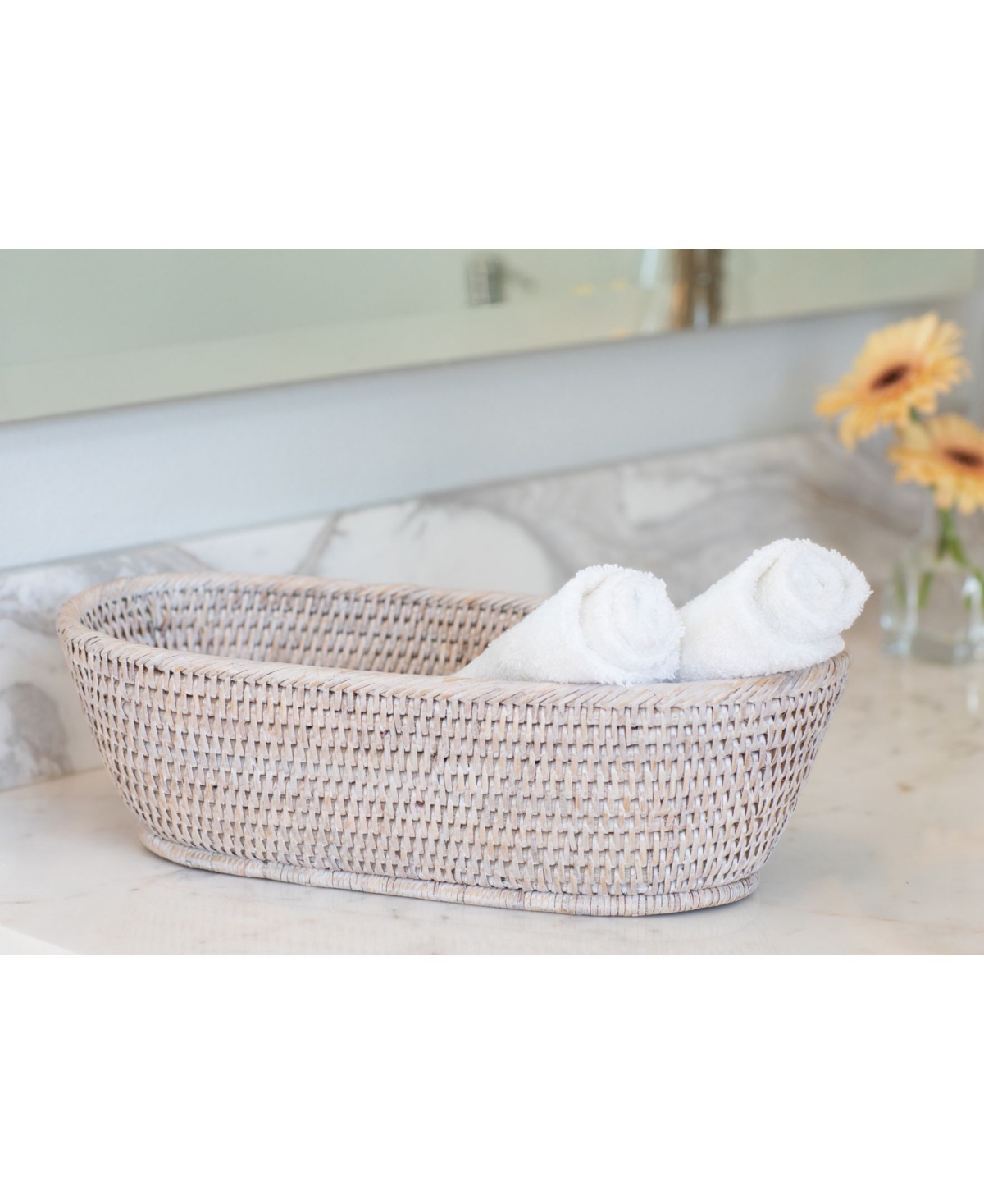 Artifacts Rattan Oval Bread Basket - Off-White
