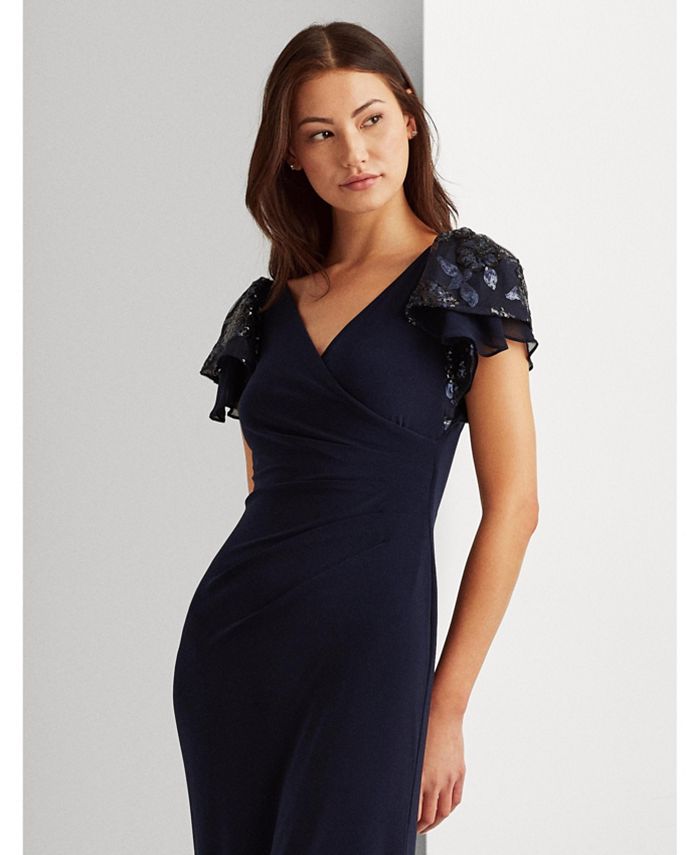 Lauren Ralph Lauren Embellished Flutter Sleeve Gown And Reviews Dresses