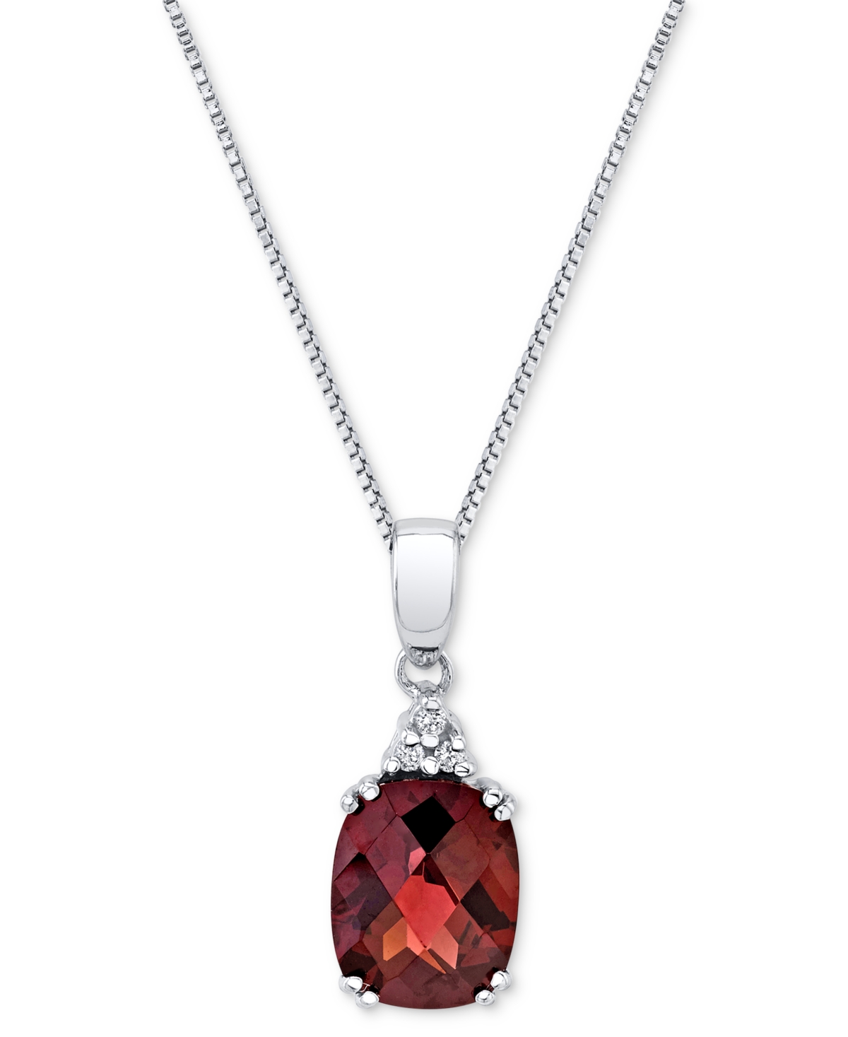 Macy's Rhodolite Garnet (3-1/2 Ct. T.w.) & Diamond Accent Oval 18" Pendant Necklace In Sterling Silver