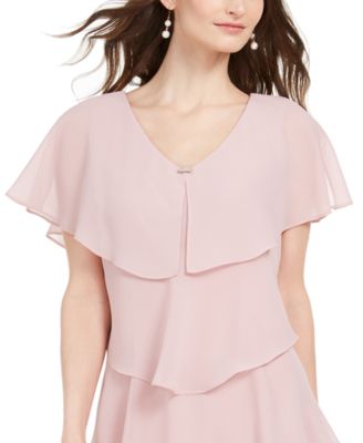 Tiered Rhinestone Capelet Dress