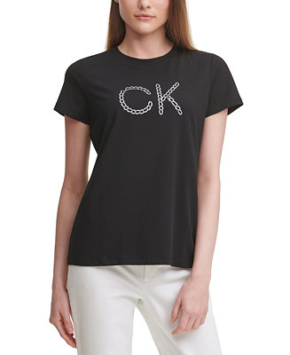 Calvin Klein Metallic Chain Logo T-Shirt - Macy's
