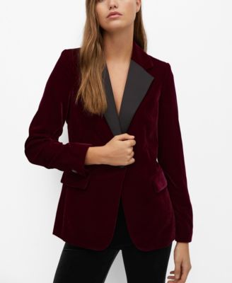 dark red velvet blazer