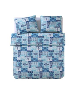 Patchwork Sea Life Reversible 3-Pc. Full/Queen Quilt Set