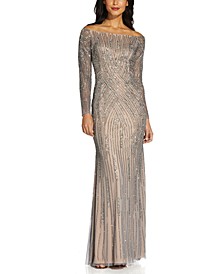 Sequin Off-The-Shoulder Gown