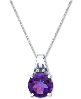 Macy's Amethyst (3-1/2 Ct. T.w.) & Diamond Accent 18" Pendant Necklace ...