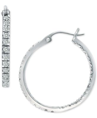 Small Cubic Zirconia In & Out Oval Hoop Earrings in 18k Gold-Plated Sterling Silver, 0.6", Created for Macy's