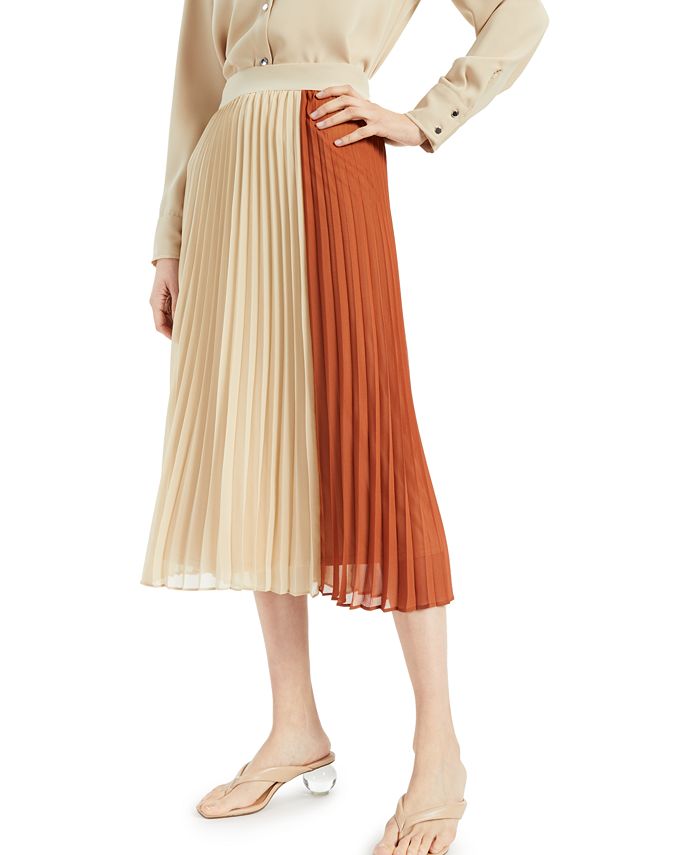 Alfani Colorblocked Pleated Skirt, Created for Macy's Macy's