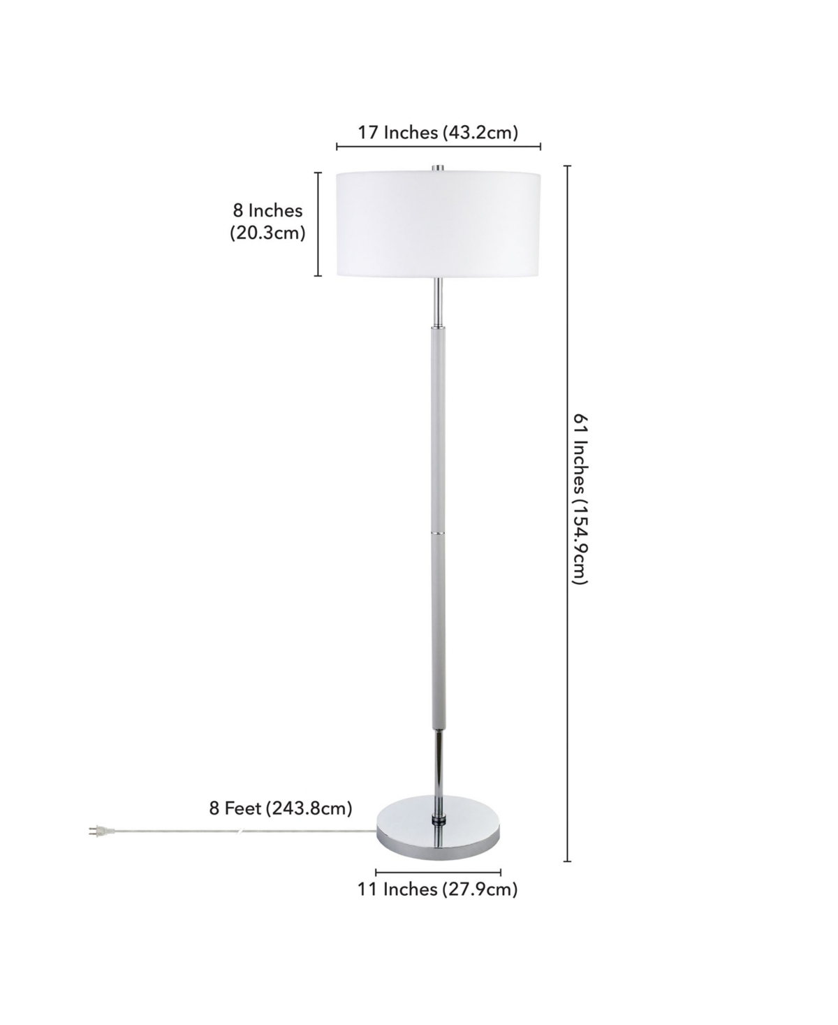 Hudson & Canal 61.5" Metal Simone 2-light Floor Lamp In Gray,silver-tone