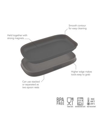 Stainless Double Spoon Rest, Heat-Resistant Double Utensil Holder, 2-Piece Set 