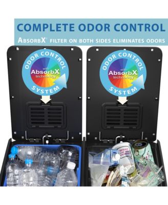 16 Gallon / 61 Liter SoftStep Stainless Steel Combo Step Pedal Kitchen Trash Can and Recycle Bin with Dual Odor Filters