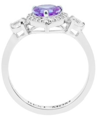 Amethyst (5/8 ct.t.w.) and White Topaz (1/2 ct.t.w.) 'I Love You' Message Ring in Sterling Silver