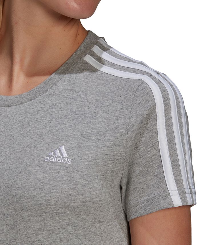 adidas Women's Essentials Cotton 3 Stripe TShirt Macy's
