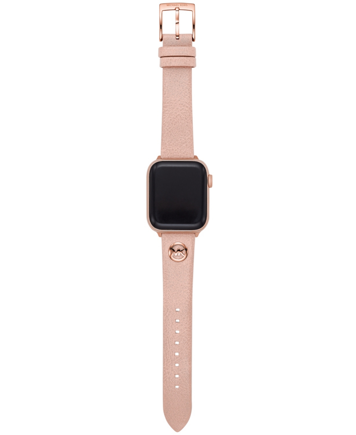 Shop Michael Kors Logo Charm Blush Leather 38/40mm Band For Apple Watch