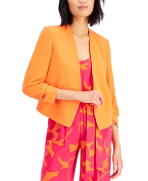 Bar Iii Ruched-Sleeve Open-Front Blazer Created for Macy's