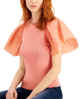 INC International Concepts - Woven-Sleeve Top