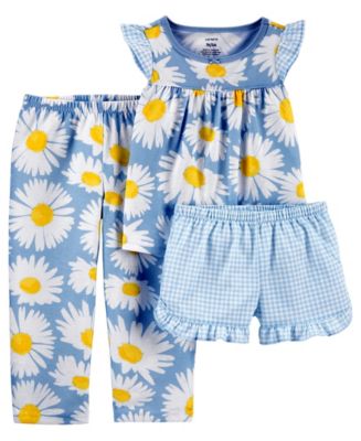 Carter's Toddler Girls 3 Piece Daisy Loose Fit Pajama Set - Macy's