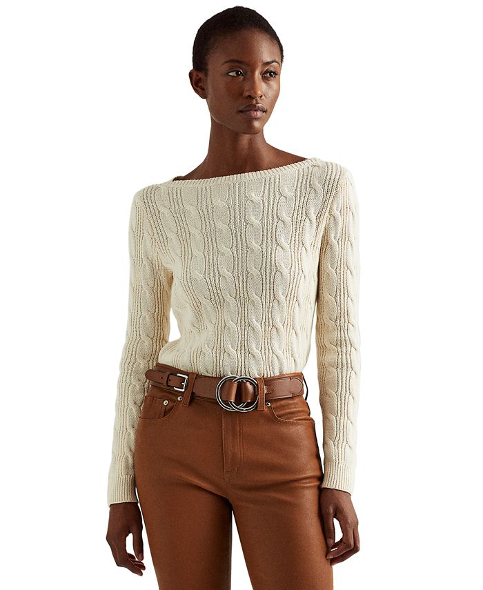 Lauren Ralph Lauren CableKnit Boatneck Sweater & Reviews Sweaters