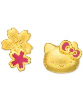 Chow Tai Fook - Hello Kitty Mismatch Stud Earrings in 24k Gold