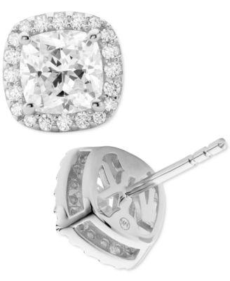 Cushion Cut Halo Stud Earrings