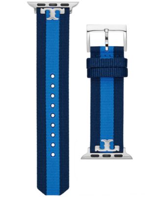 Tory Burch - Women's Navy & Blue Stripe Grosgrain Band For Apple Watch&reg; Leather Strap 38mm/40mm
