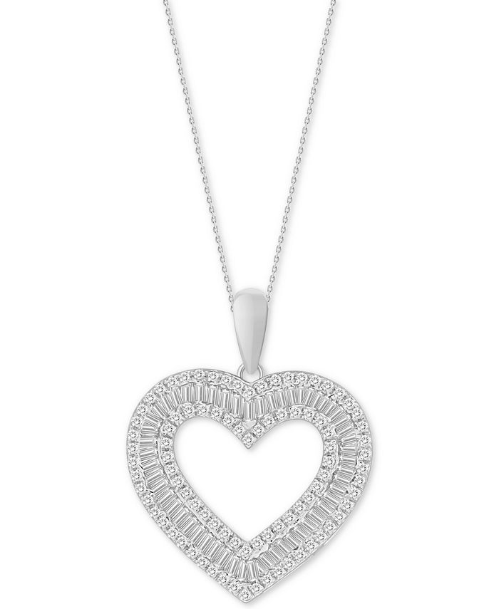 Macy's - Diamond Heart 18" Pendant Necklace (1/2 ct. t.w.) in 10k White Gold