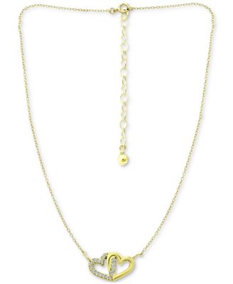 Cubic Zirconia Intertwined Hearts 16" Pendant Necklace, Created for Macy's