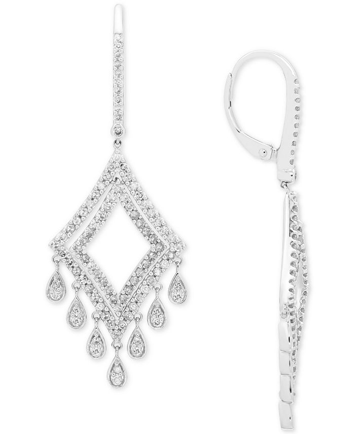 Macy's - Diamond Dangle Drop Earrings (1-1/4 ct. t.w.) in 14k White Gold