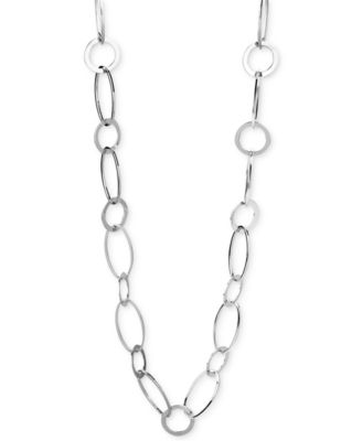 Kenneth Cole - Silver Circle & Oval Link Long Necklace