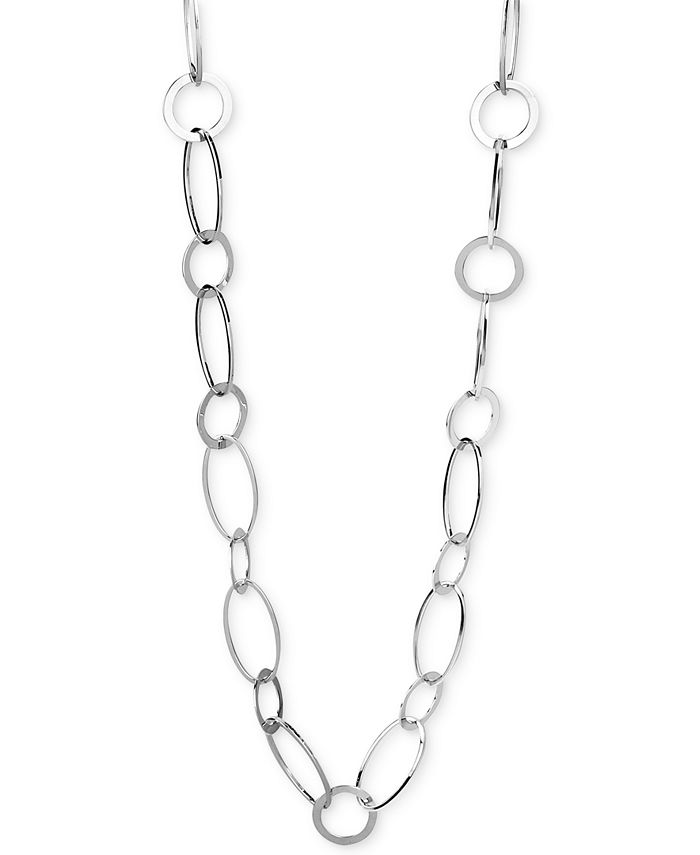 Kenneth Cole - Silver Circle & Oval Link Long Necklace